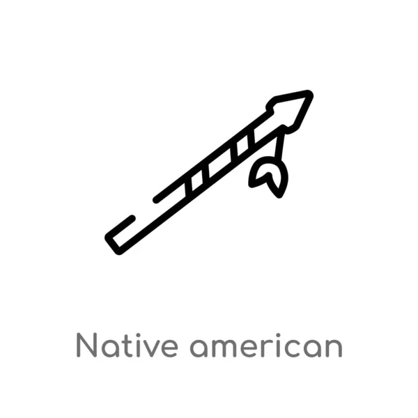 Obrysová Ikona Nativního Amerického Vektoru Samostatná Černá Jednoduchá Čára Ilustrace — Stockový vektor