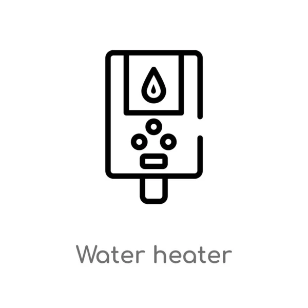 Outline Water Heater Vector Icon Isolated Black Simple Line Element — Stock Vector