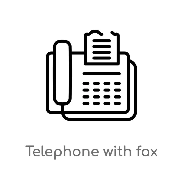 Aperçu Téléphone Avec Icône Vectorielle Fax Illustration Isolée Élément Ligne — Image vectorielle