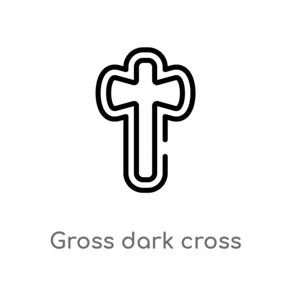 Overzicht Grove Dark Cross Vector Icon Geïsoleerde Zwarte Eenvoudige Lijn — Stockvector