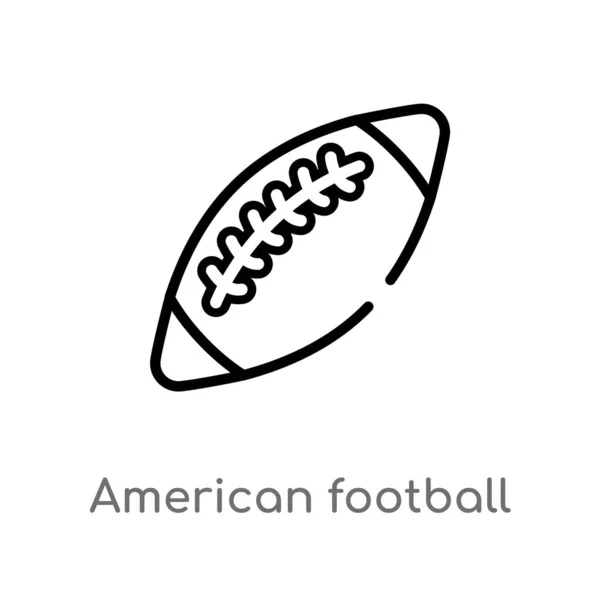 Overzicht American Football Ball Vector Pictogram Geïsoleerde Zwarte Eenvoudige Lijn — Stockvector