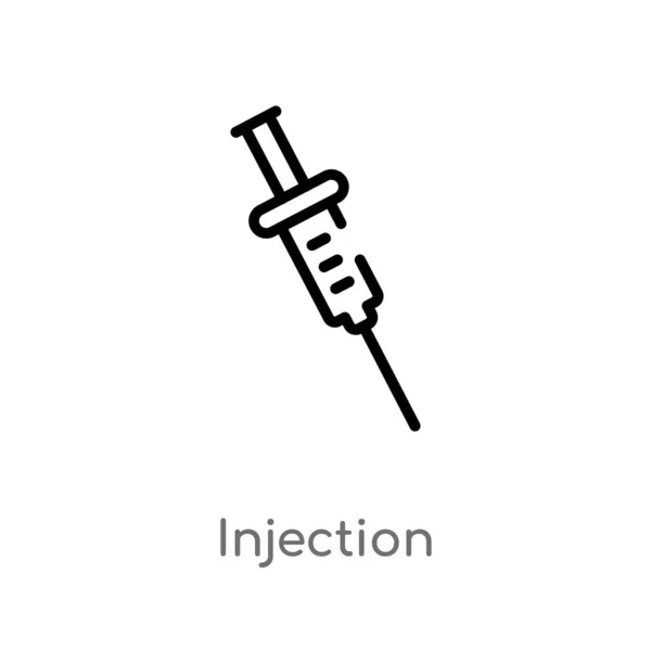 Overzicht Injectie Vector Icoon Geïsoleerde Zwarte Eenvoudige Lijn Element Illustratie — Stockvector