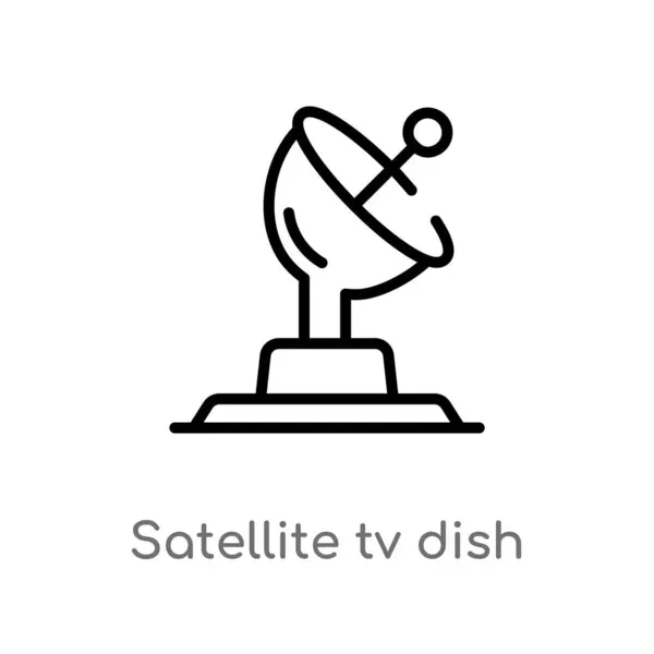 Contour Satellite Antenne Vectorielle Icône Illustration Isolée Élément Ligne Simple — Image vectorielle