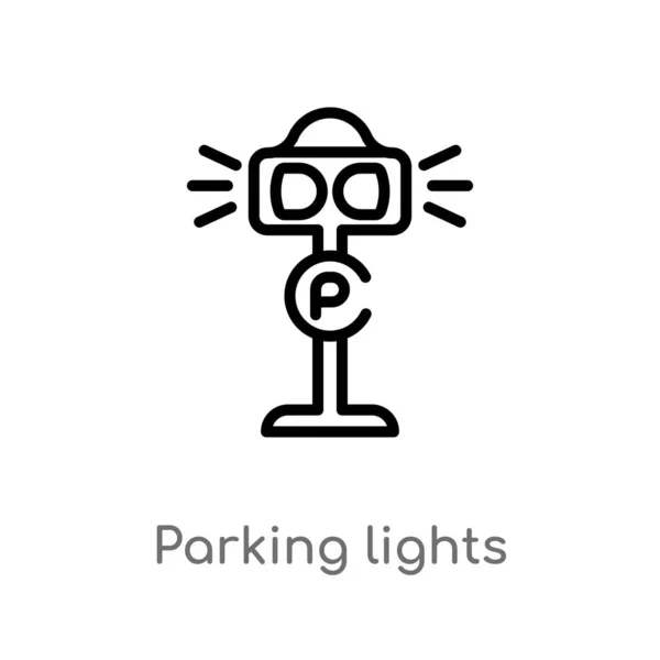 勾勒停车灯矢量图标 从建筑和城市概念中分离出黑色简单线元素图 白色背景上的可编辑矢量描边停车灯图标 — 图库矢量图片