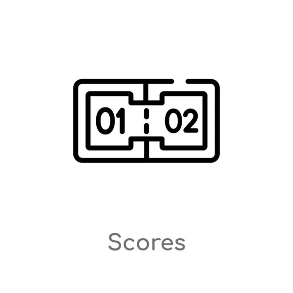 Overzicht Scores Vector Icoon Geïsoleerde Zwarte Eenvoudige Lijn Element Illustratie — Stockvector