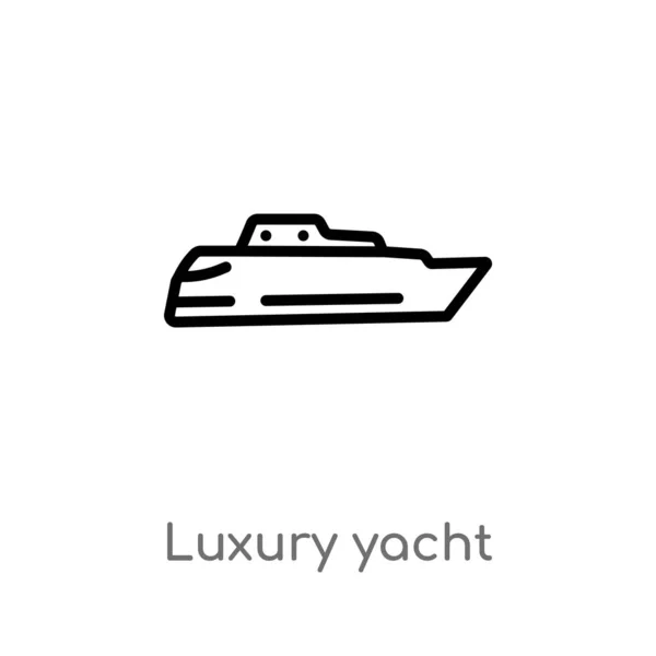輪郭の豪華なヨットのベクトルアイコン トランスポートの概念から孤立した黒シンプルなライン要素のイラスト 白い背景に編集可能なベクトルストローク豪華なヨットのアイコン — ストックベクタ