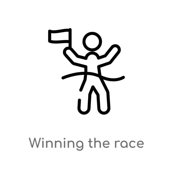 レースベクターアイコンを獲得したアウトライン スポーツのコンセプトから孤立した黒シンプルなライン要素のイラスト 白い背景にレースのアイコンを獲得編集可能なベクトルストローク — ストックベクタ