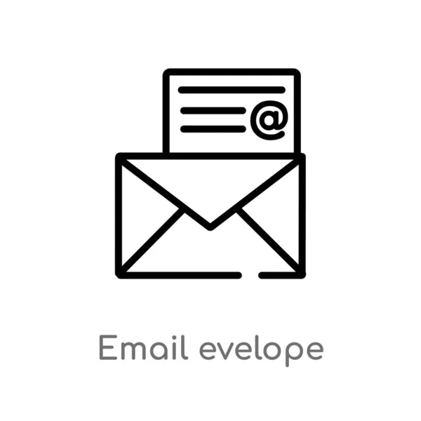 Esboçar Ícone Vetor Evelope Email Ilustração Elemento Linha Simples Preto — Vetor de Stock