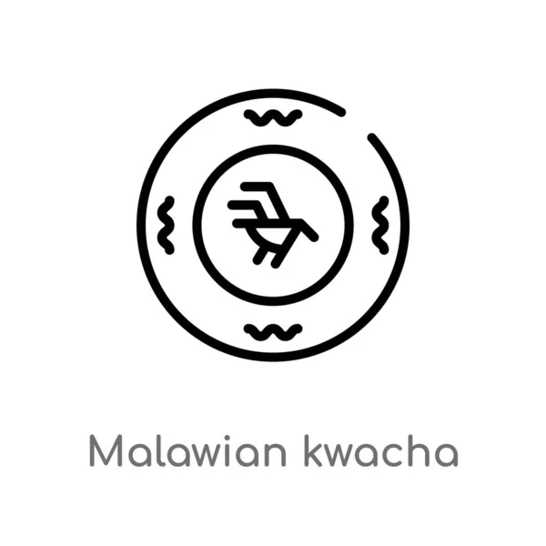 Contorno Malawi Kwacha Vector Icono Aislado Negro Simple Línea Elemento — Vector de stock