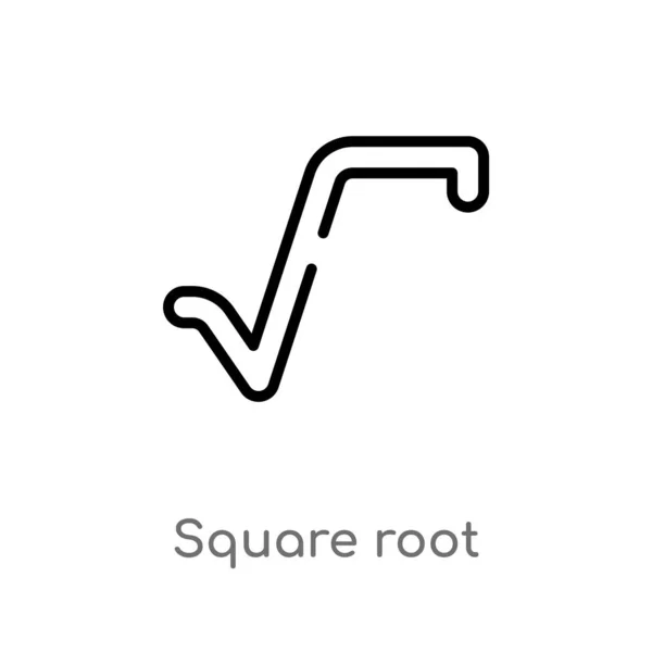 Outline Square Root Vector Icon Isolated Black Simple Line Element — Stock Vector