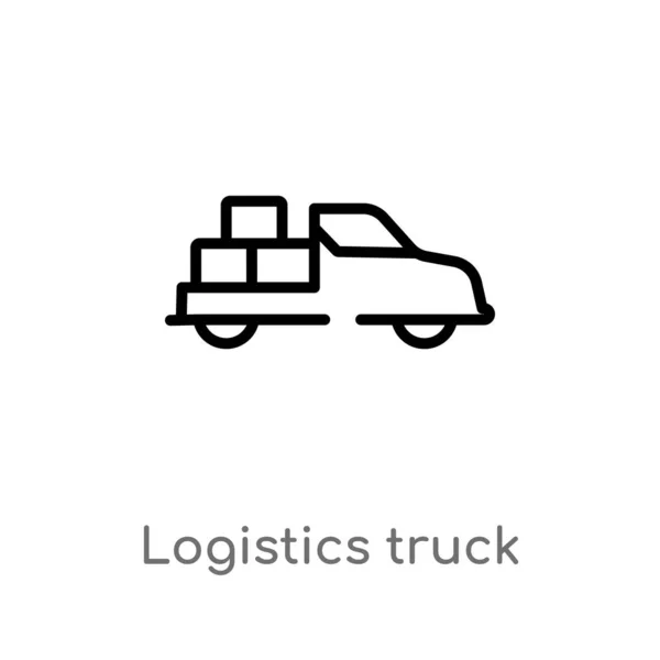 Esboço Logístico Caminhão Vetor Ícone Isoladamente Preto Simples Ilustração Elemento — Vetor de Stock