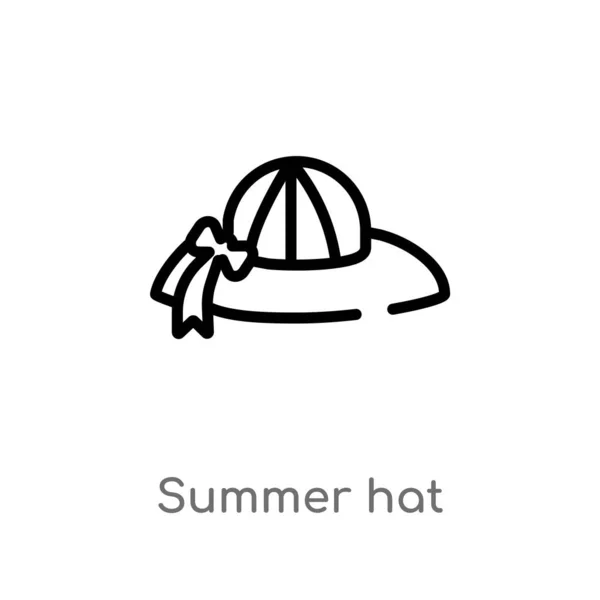 Outline Summer Hat Vector Icon Isolated Black Simple Line Element — Stock Vector