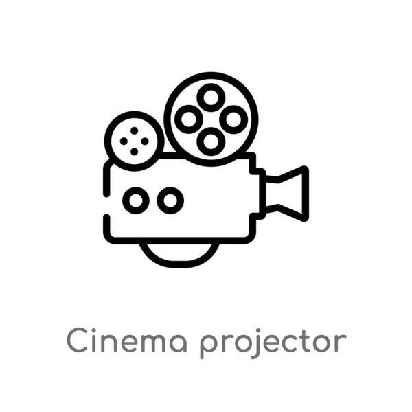 Contour Cinéma Projecteur Vecteur Icône Illustration Isolée Élément Ligne Simple — Image vectorielle