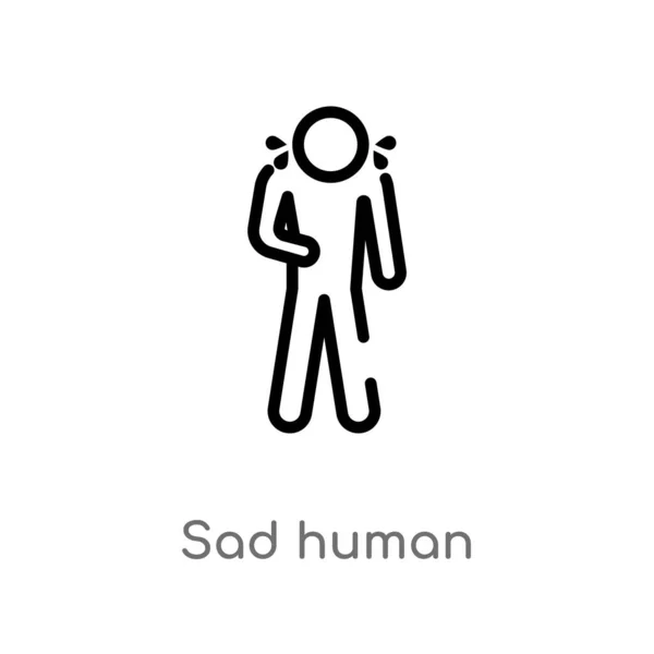 human profile with sad emoji line style icon Stock Vector Image