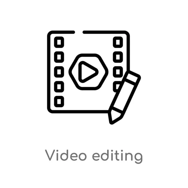 Esboço Ícone Vetor Edição Vídeo Isolado Preto Simples Ilustração Elemento — Vetor de Stock