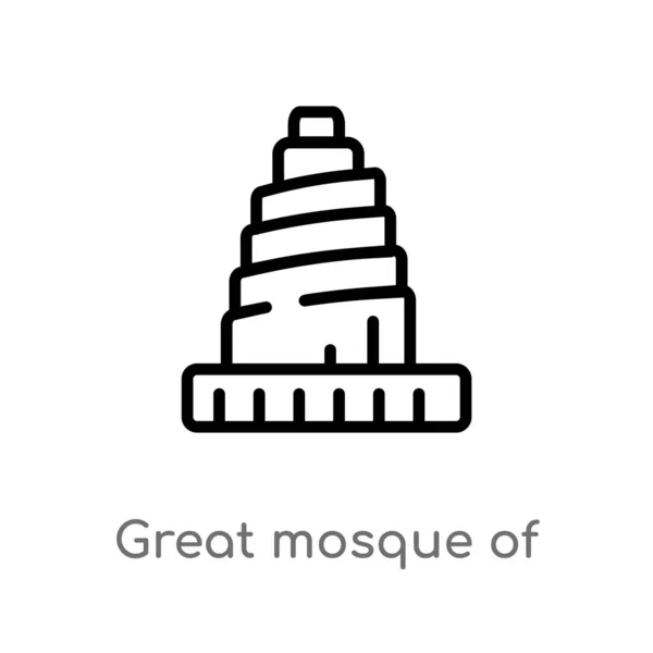 概述了伟大的清真寺萨马拉矢量图标 被隔绝的黑简单的线元素例证从纪念碑概念 可编辑的向量中风伟大的清真寺萨迈拉图标在白色的背景 — 图库矢量图片