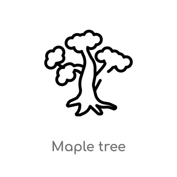Umreißen Ahornbaum Vektorsymbol Vereinzelte Schwarze Einfache Linie Element Illustration Aus — Stockvektor
