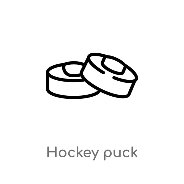 Umriss Hockey Puck Vektor Symbol Vereinzelte Schwarze Einfache Linie Element — Stockvektor