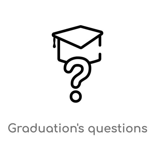 Esquisser Les Questions Graduation Icône Vectorielle Illustration Isolée Élément Ligne — Image vectorielle