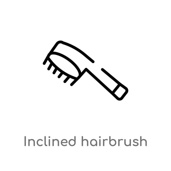 Outline Inclined Hairbrush Vector Icon Isolated Black Simple Line Element — Stock Vector