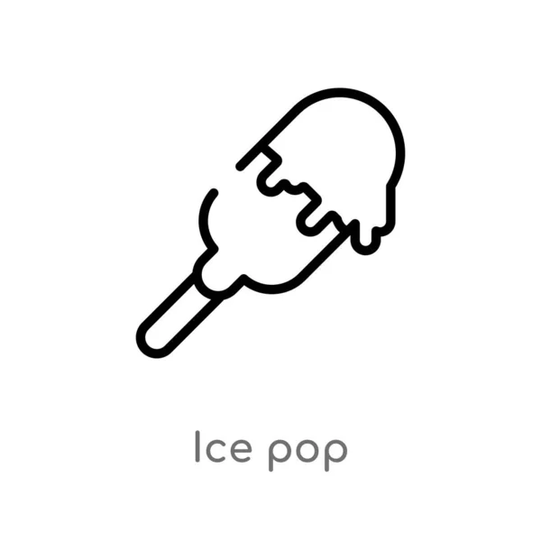 Overzicht Ice Pop Vector Icoon Geïsoleerde Zwarte Eenvoudige Lijn Element — Stockvector