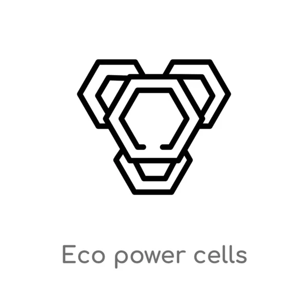 Overzicht Eco Power Cells Vector Icoon Geïsoleerde Zwarte Eenvoudige Lijn — Stockvector