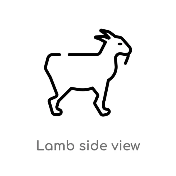Umriss Lamm Seitenansicht Vektorsymbol Vereinzelte Schwarze Einfache Linienelemente Illustration Aus — Stockvektor