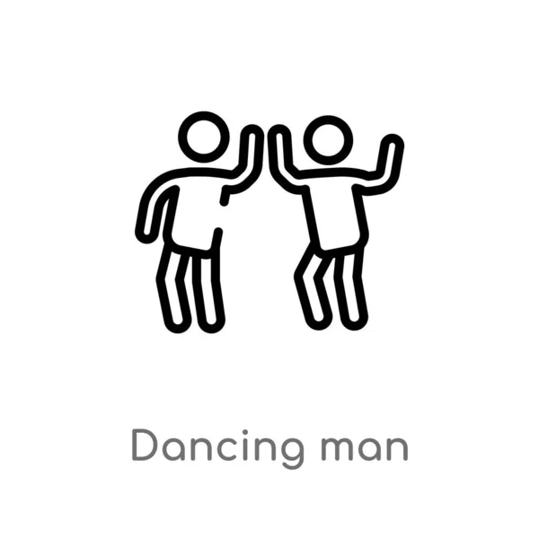 轮廓舞男子矢量图标 孤立的黑色简单的线条元素插图从人的概念 可编辑的矢量行程跳舞的人图标在白色背景 — 图库矢量图片
