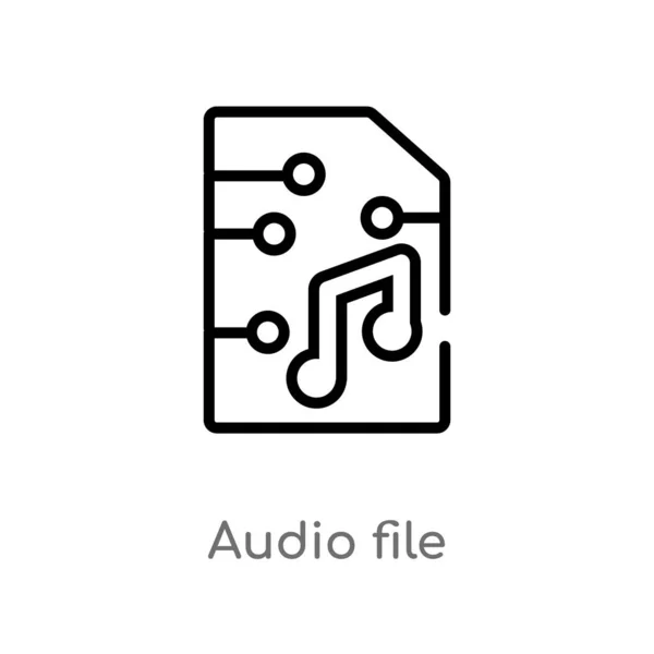 Contorno Icono Vector Archivo Audio Elemento Línea Simple Negro Aislado — Archivo Imágenes Vectoriales