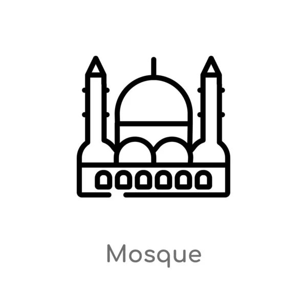Umriss Moschee Vektor Symbol Vereinzelte Schwarze Einfache Linie Element Illustration — Stockvektor