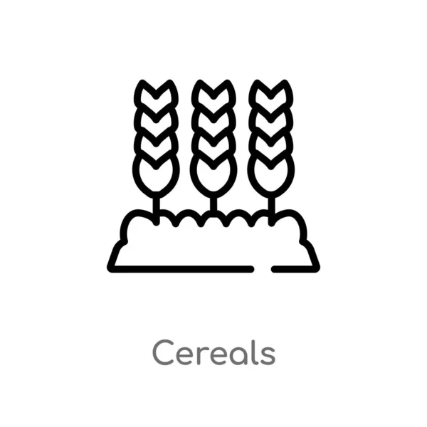 Contorno Cereales Vector Icono Elemento Línea Simple Negro Aislado Ilustración — Archivo Imágenes Vectoriales