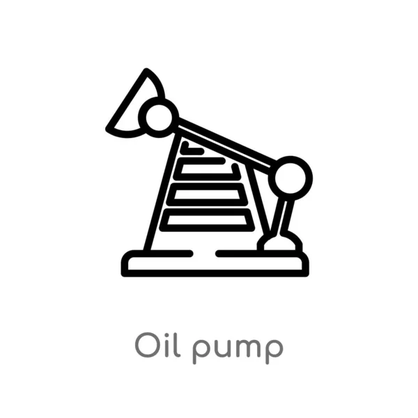 Overzicht Oliepomp Vector Icoon Geïsoleerde Zwarte Eenvoudige Lijn Element Illustratie — Stockvector