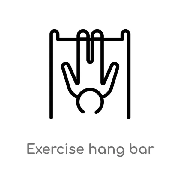 Outline exercise hang bar vector icon. isolated black simple line element illustration from gym and fitness concept. editable vector stroke exercise hang bar icon on white background — Stock Illustration Outline Exercise Hang Bar Vector Icon Isolated Black Simple Line Royalty Free Stock Illustrations