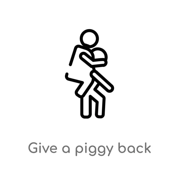 Outline Give Piggy Back Ride Vector Icon Isolated Black Simple Stock Vector