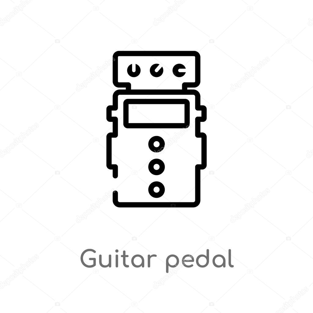 Outline guitar pedal vector icon. isolated black simple line element illustration from music concept. editable vector stroke guitar pedal icon on white background