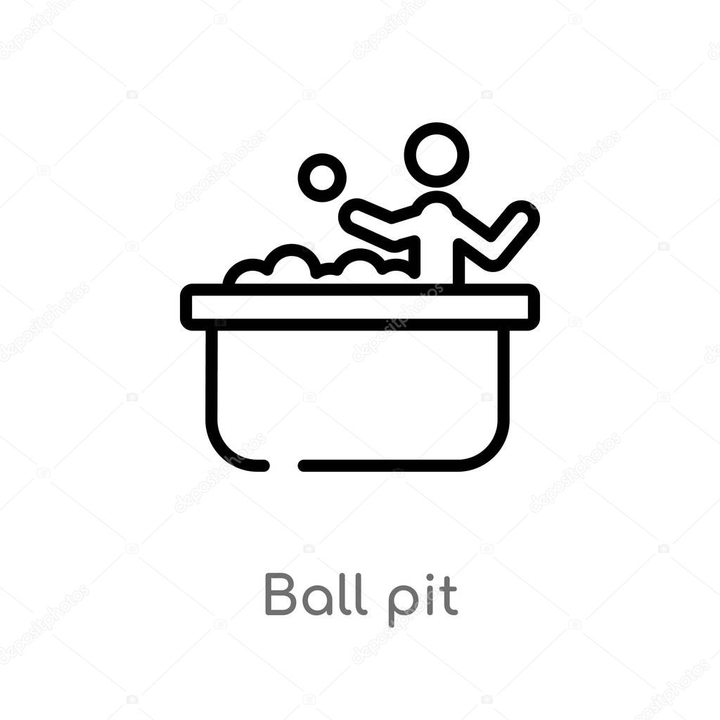 Outline ball pit vector icon. isolated black simple line element illustration from activity and hobbies concept. editable vector stroke ball pit icon on white background