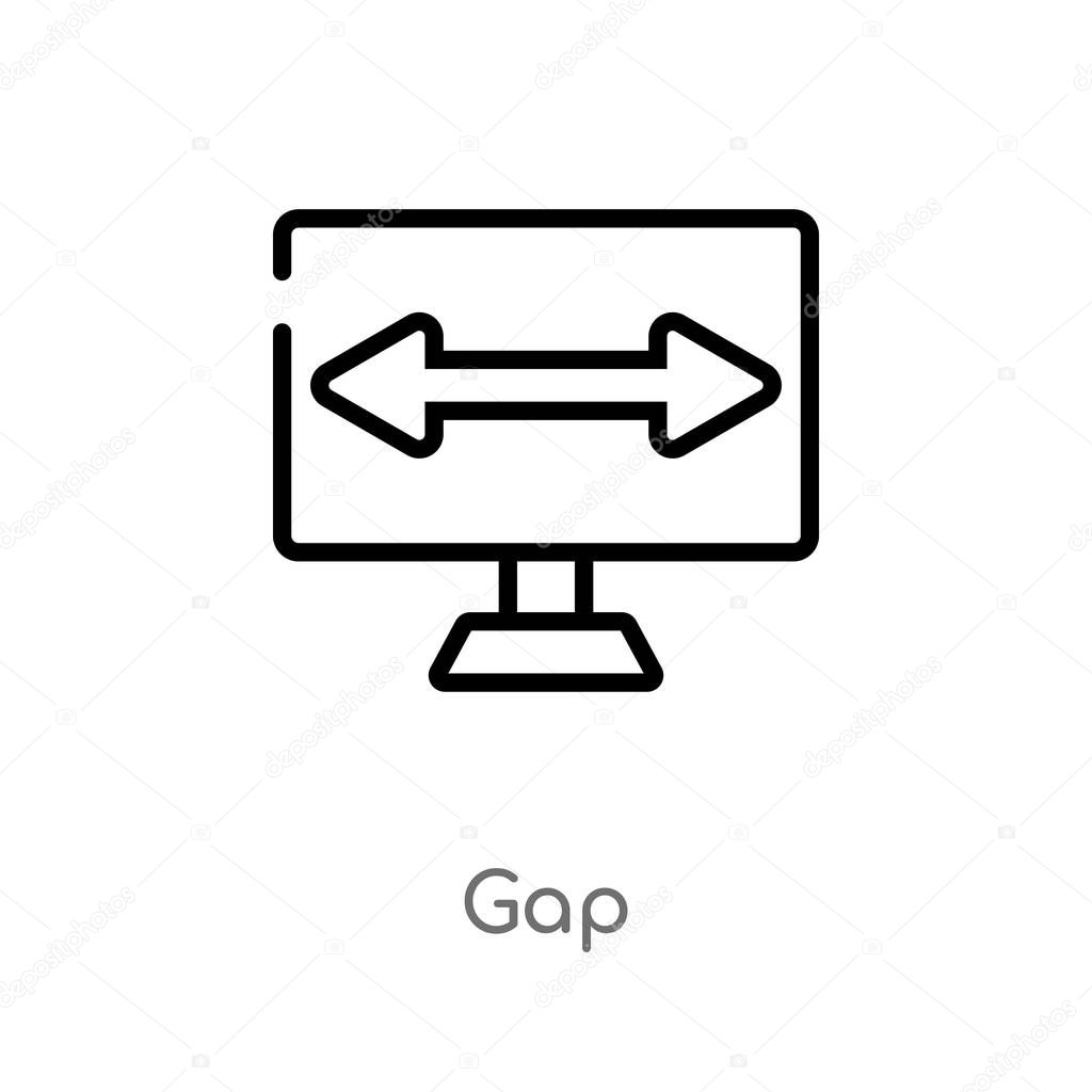 Outline gap vector icon. isolated black simple line element illustration from user interface concept. editable vector stroke gap icon on white background
