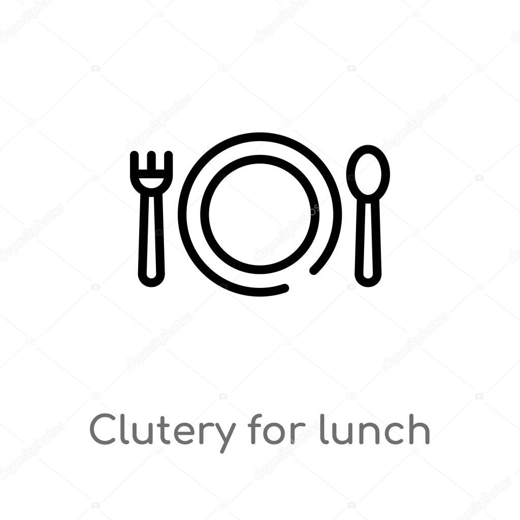 outline clutery for lunch vector icon. isolated black simple line element illustration from airport terminal concept. editable vector stroke clutery for lunch icon on white background