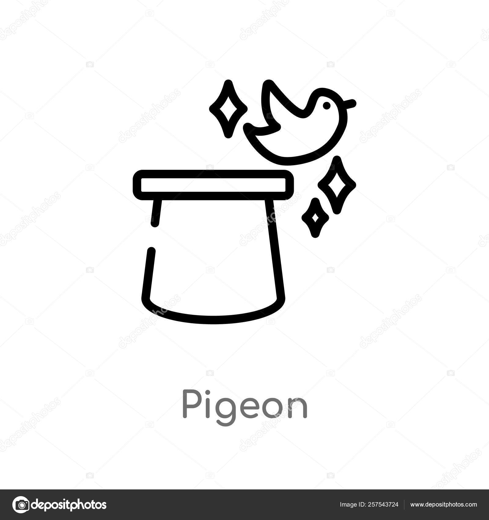 アウトライン鳩ベクトルアイコン マジックコンセプトから孤立した黒シンプルライン要素イラスト 白い背景に編集可能なベクトルストローク鳩のアイコン ストックベクター C Zaurrahimov