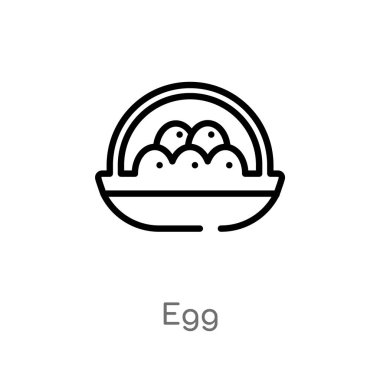 yumurta vektör simgesini anahat. tarım kavramından izole siyah basit çizgi elemanı illüstrasyon. beyaz arka planda değiştirilebilir vektör kontur yumurta simgesi