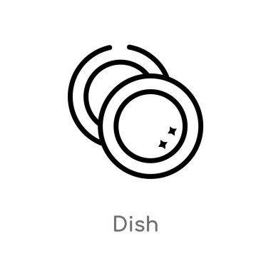 anahat çanak vektör simgesi. temizlik kavramından izole siyah basit çizgi elemanı illüstrasyon. beyaz arka planda değiştirilebilir vektör kontur çanak simgesi