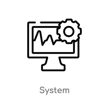 Anahat sistem vektör simgesi. kolay izole hat eleman illüstrasyon siyah sosyal medya kavramı. Beyaz arka planda düzenlenebilir vektör kontur sistemi simgesi