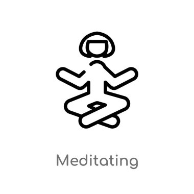 anahat meditasyon vektör simgesi. aktivite ve hobiler kavramından izole siyah basit çizgi elemanı illüstrasyon. beyaz arka plan üzerinde kullanılabilir vektör vuruşu meditasyon simgesi