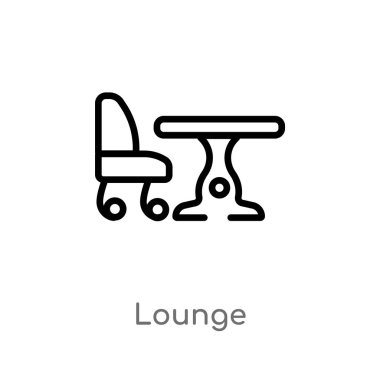 Anahat salon vektör simgesi. basit eleman illüstrasyon izole hat siyah kara otel ve restoran kavramı. Beyaz arka planda düzenlenebilir vektör kontur salon simgesi