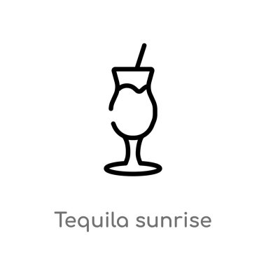 anahat tekila gündoğumu vektör simgesi. içecekler kavramından izole siyah basit çizgi elemanı illüstrasyon. beyaz arka planda editable vektör kontur tekila gündoğumu simgesi