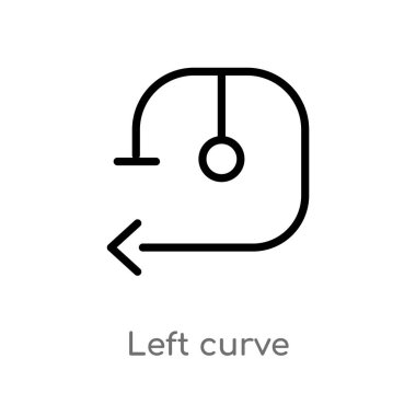 anahat sol eğri vektör simgesi. oklar kavramından izole siyah basit çizgi elemanı illüstrasyon. beyaz arka planda değiştirilebilir vektör kontur sol eğri simgesi