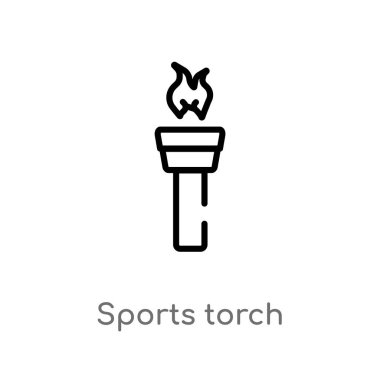 Anahat spor meşale vektör simgesi. basit çizgi eleman illüstrasyon izole konsept siyah. Beyaz arka planda düzenlenebilir vektör inme spor meşale simgesi