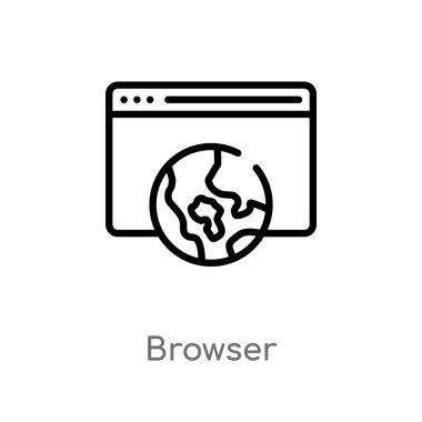 tarayıcı vektör simgesini anahat. blogger ve influencer kavramından izole siyah basit çizgi elemanı illüstrasyon. beyaz arka planda değiştirilebilir vektör kontur tarayıcı simgesi
