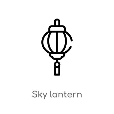 anahat gökyüzü fener vektör simgesi. asya kavramından izole siyah basit çizgi elemanı illüstrasyon. beyaz arka plan üzerinde değiştirilebilir vektör kontur gökyüzü fener simgesi