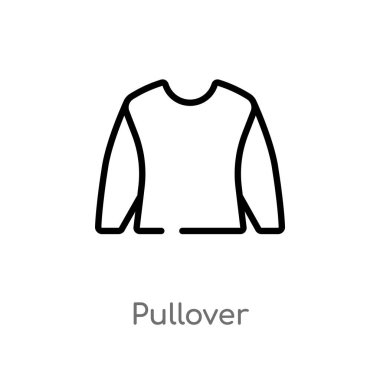 anahat pullover vektör simgesi. giysi kavramından izole siyah basit çizgi elemanı illüstrasyon. beyaz arka planda editable vektör kontur pullover simgesi